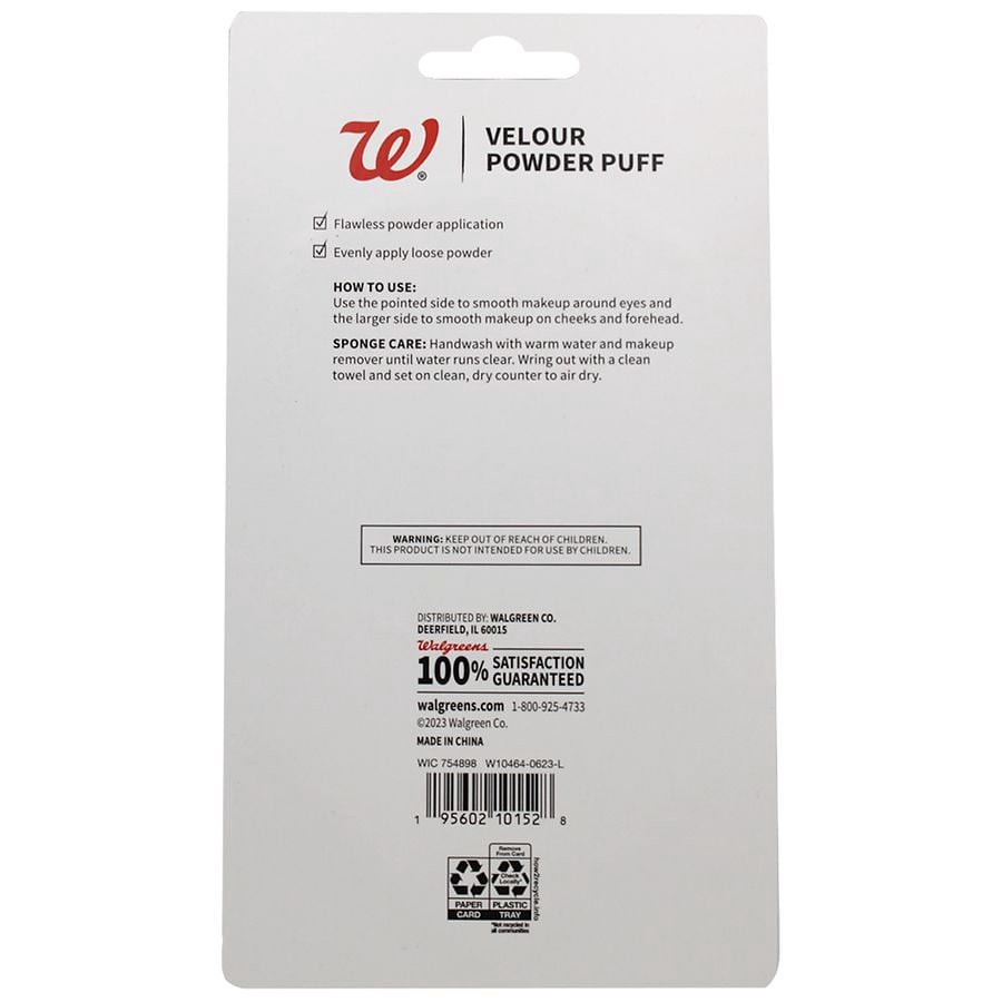 slide 2 of 2, Walgreens Velour Powder Puffs, 4 ct