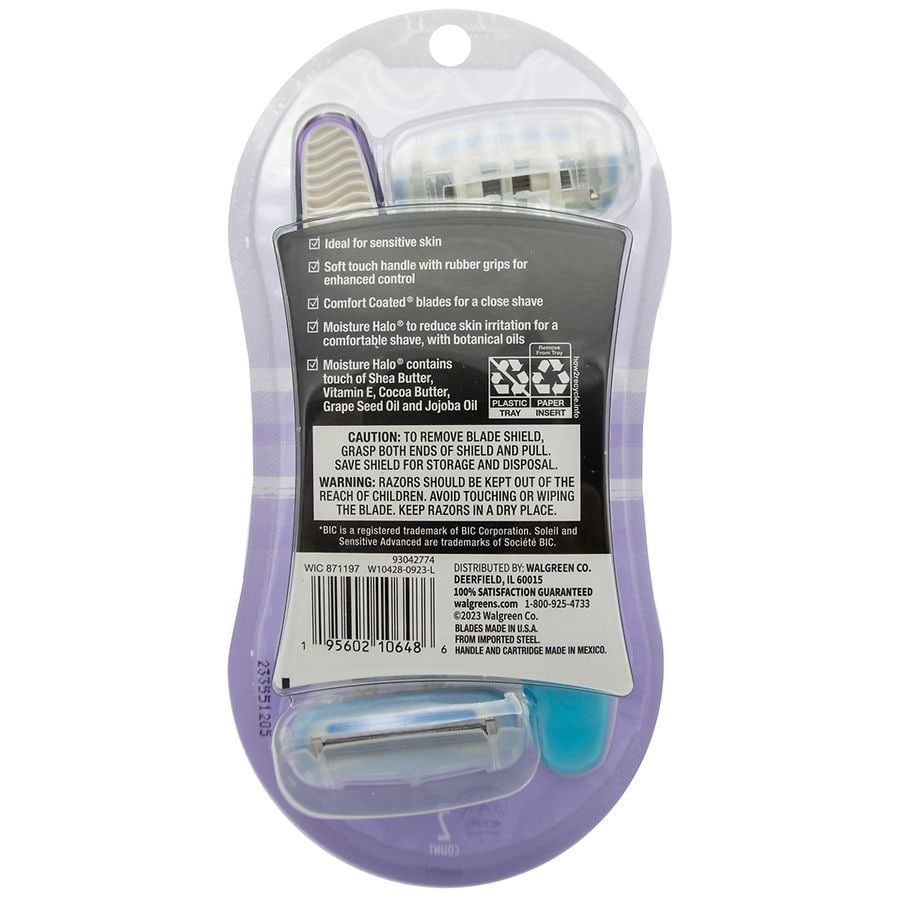 slide 2 of 2, Walgreens Five Blade Disposable Razors with Moisture Halo for Sensitive Skin, 2 ct