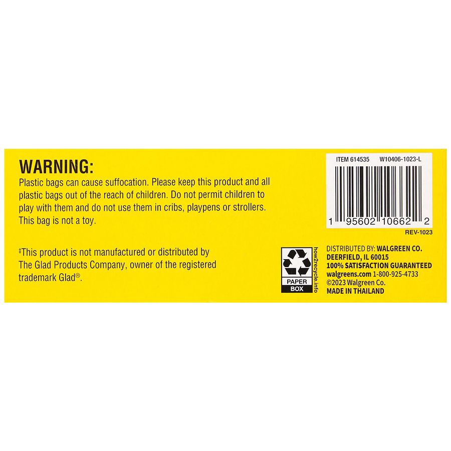 slide 5 of 5, Walgreens Drawstring Tall Kitchen Bags White, 13 gal 20 ct