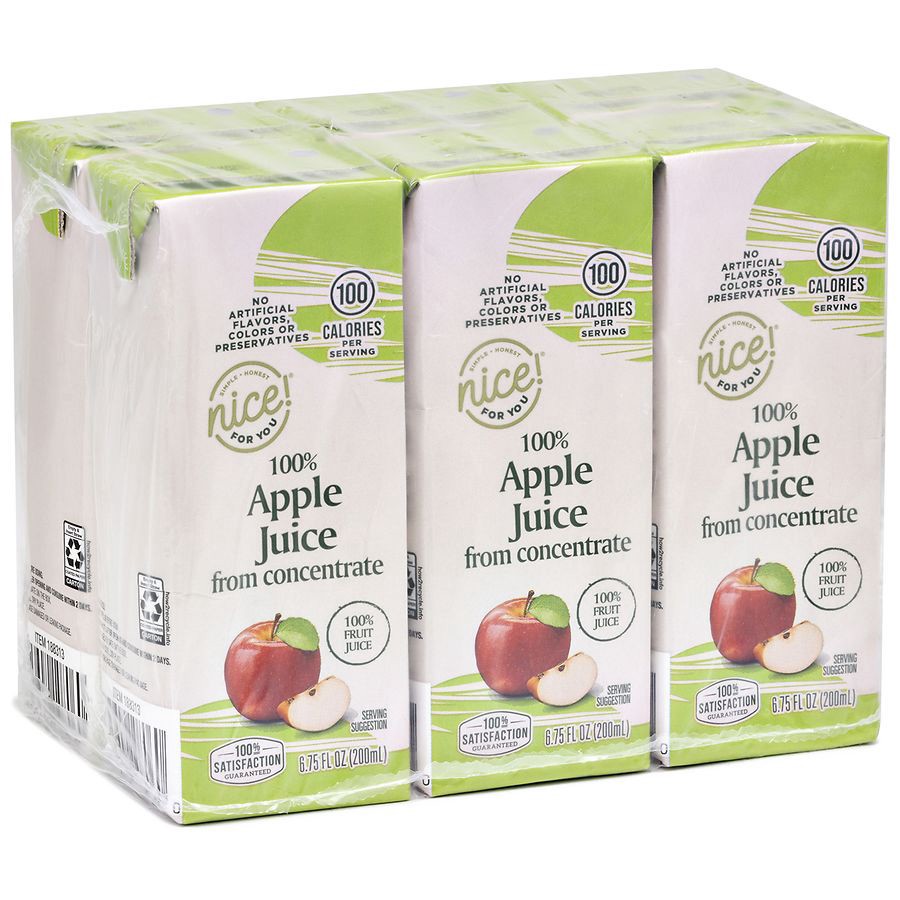 slide 4 of 5, Nice! For You Apple Juice, 6.75 fl oz x 6 ct