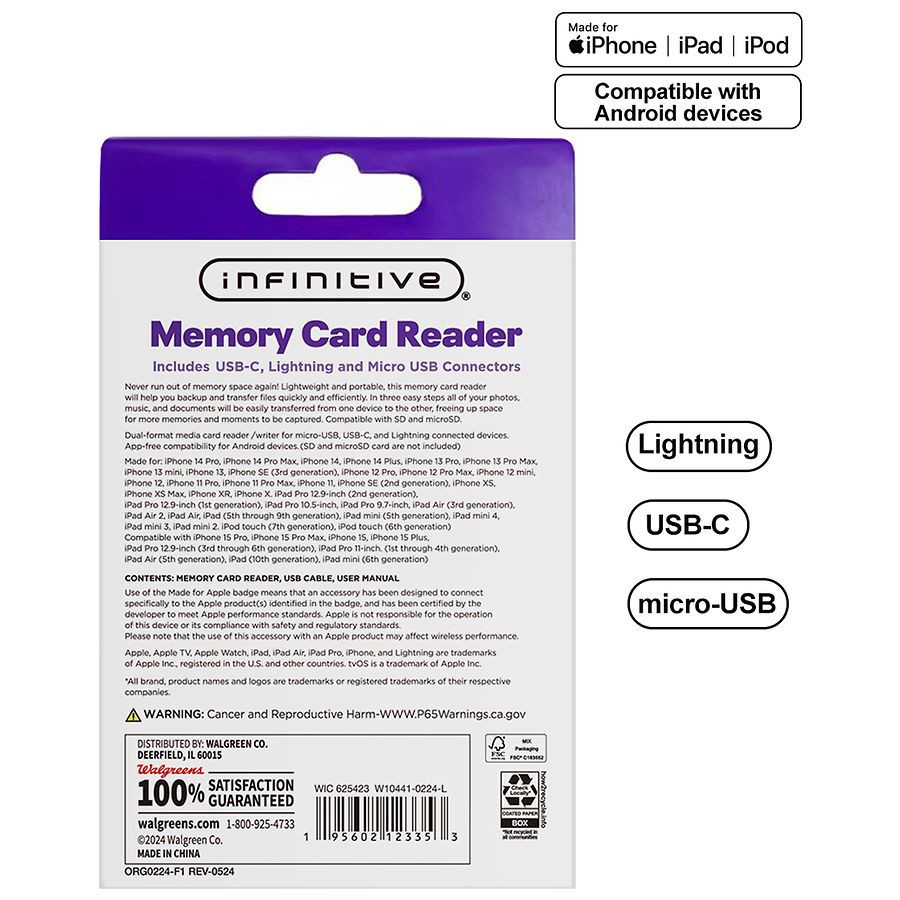 slide 2 of 3, Infinitive Memory Card Reader, 1 ct
