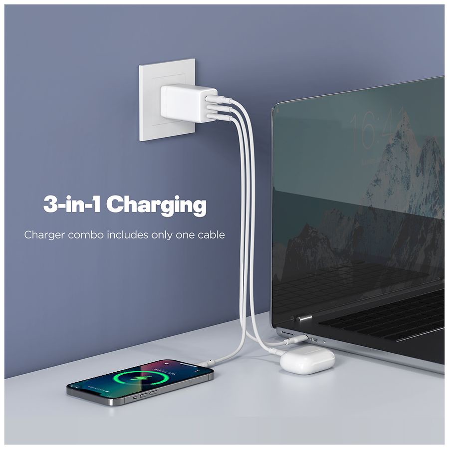 slide 3 of 3, Infinitive Laptop Charger 67 Watt 3 Port + 240 Watt C to C Cable, 1 ct