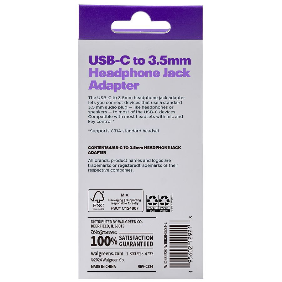 slide 3 of 3, Infinitive USB-C to 3.5mm Heaphone Adapter, 1 ct