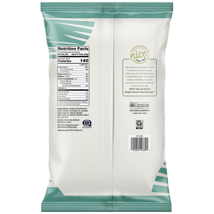 slide 2 of 2, Nice! Organic Restaurant Style White Corn Tortilla Chips, 12 oz