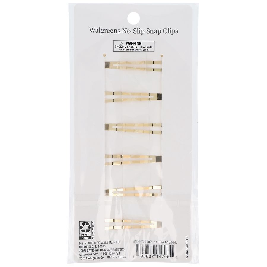 slide 4 of 4, Walgreens No Slip Snap Clips, 6 ct