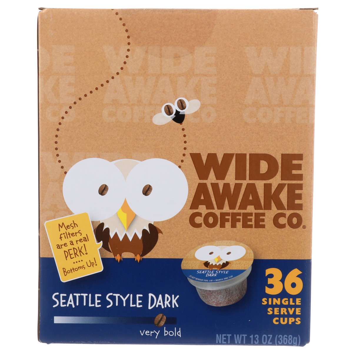 slide 5 of 11, Wide Awake Coffee Co. Very Bold Roast Seattle Style Dark 100% Arabica Coffee Single Serve Cups, 36 ct