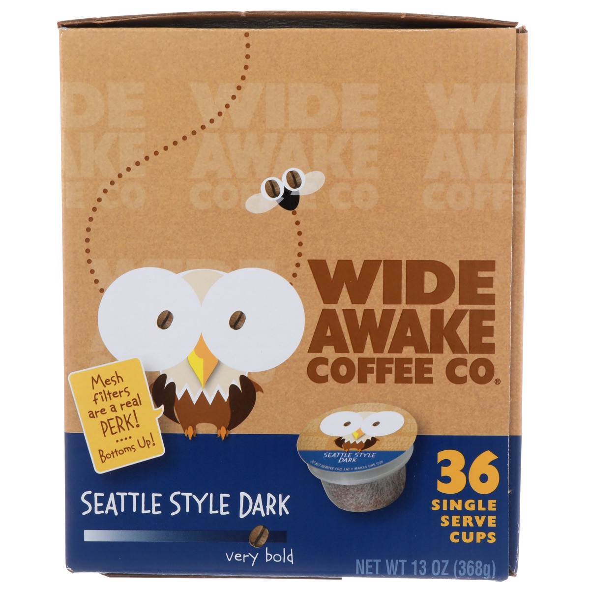 slide 6 of 11, Wide Awake Coffee Co. Very Bold Roast Seattle Style Dark 100% Arabica Coffee Single Serve Cups, 36 ct