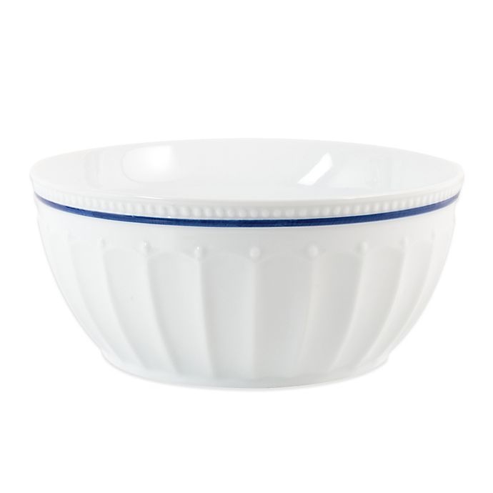 slide 1 of 1, Everyday White by Fitz and Floyd Blue Rim Fluted Serve Bowl, 4 qt