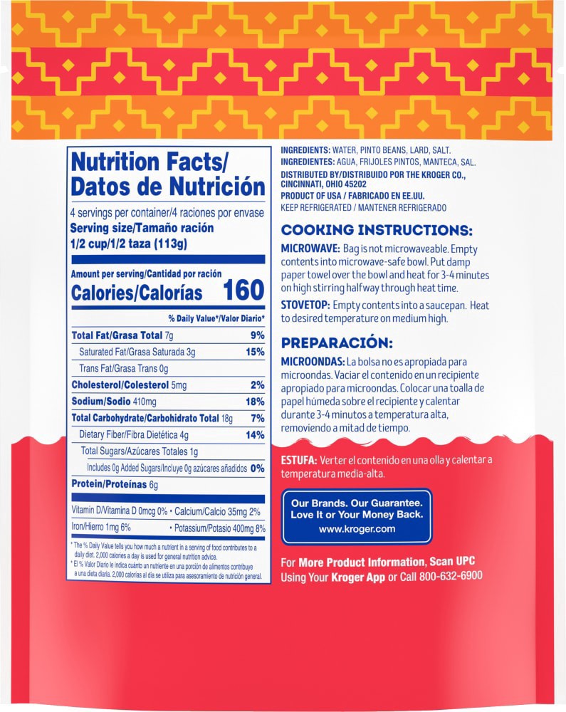 slide 2 of 2, Kroger Mercado Refried Pinto Beans, 17.6 oz