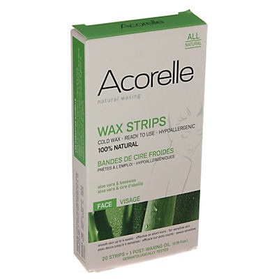 slide 1 of 1, Acorelle Cold Wax Hiar Removal Strips - Face, 20 ct