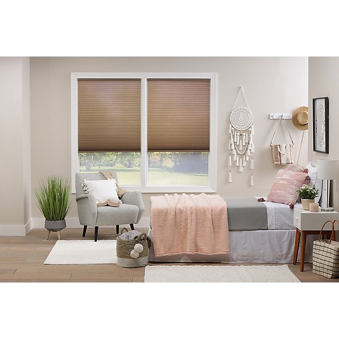 slide 1 of 7, ECO HOMELight Filtering Cordless Cellular Shade - Latte, 59 in x 48 in