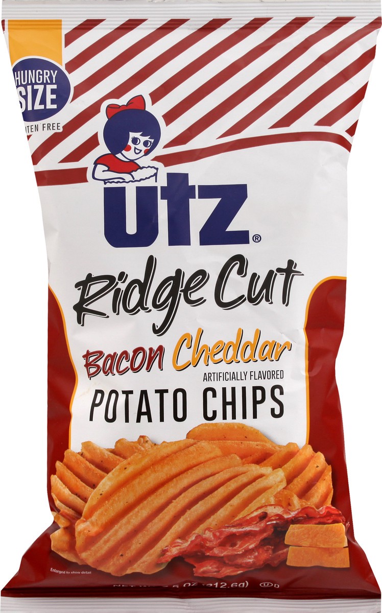 slide 2 of 9, Utz Ridge Cut Hungry Size Bacon Cheddar Potato Chips 7.5 oz, 7.5 oz