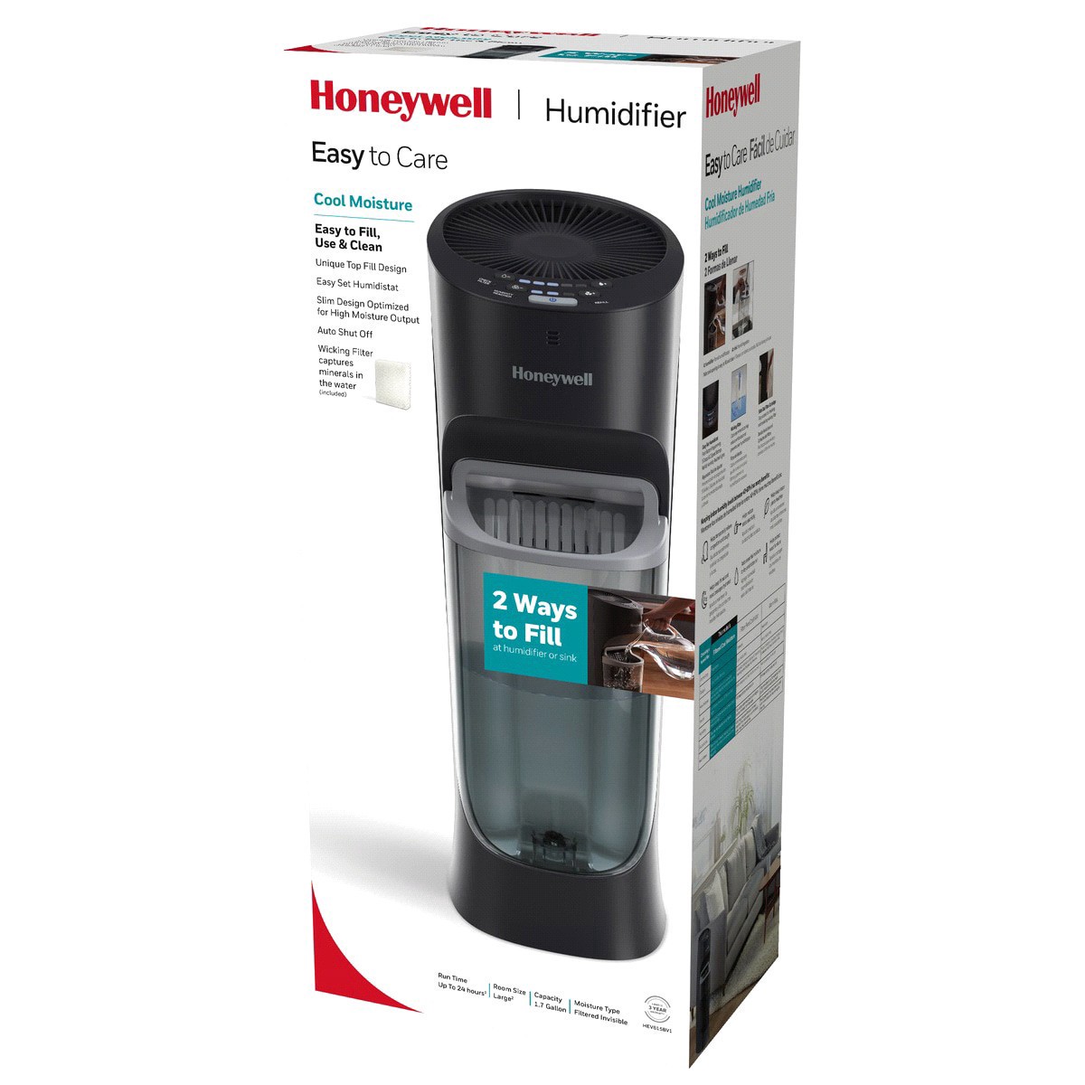 slide 1 of 13, Honeywell Top Fill Cool Moisture Tower Humidifier in Black, 1 ct