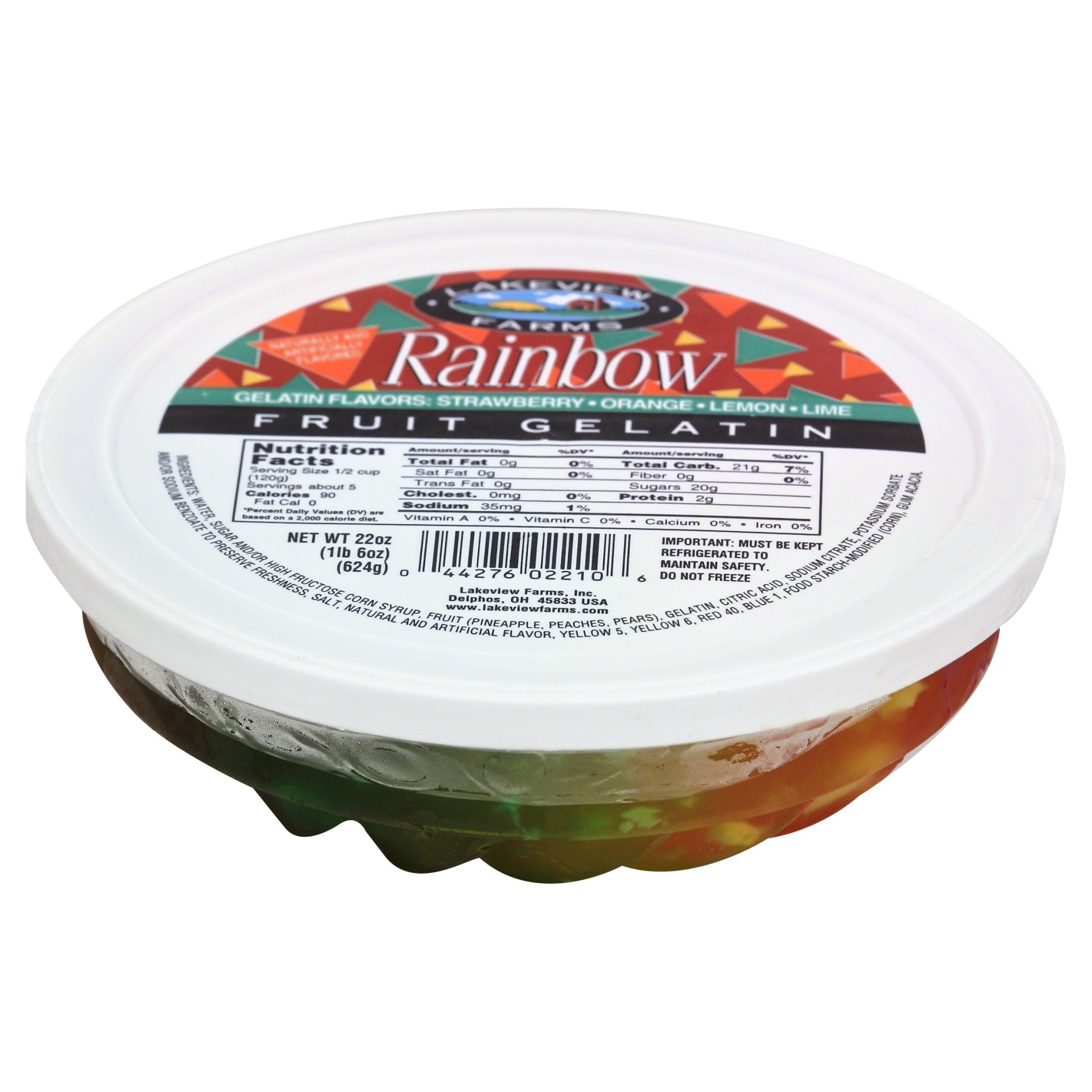slide 1 of 1, Lakeview Farms Winky Rainbow Fruit Gelatin, 22 oz
