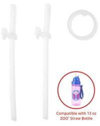 Skiphop Zoo Straw Bottle (13 oz) Extra Straws - 2-Pack Clear NS