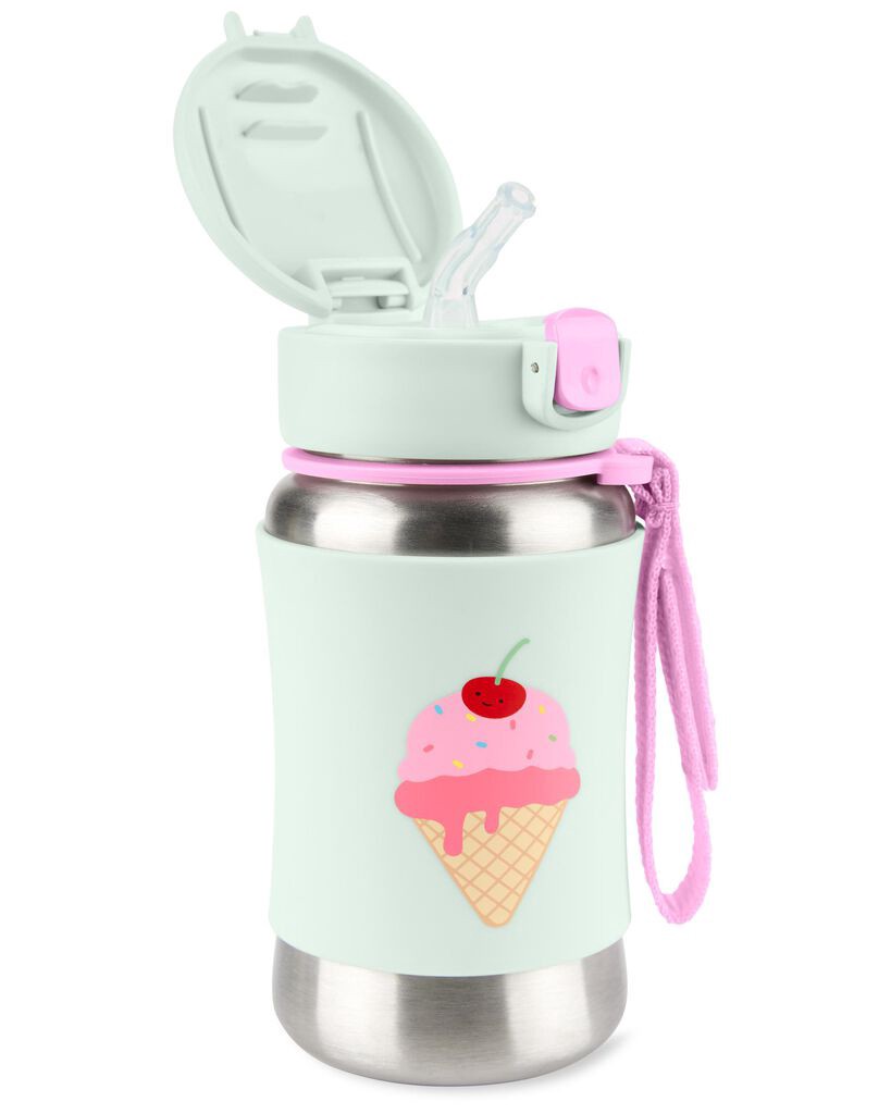 slide 2 of 3, Skiphop Spark Style Stainless Steel Straw Bottle - Ice cream - Ice Cream NS, ns