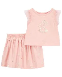 Carters Baby 2-Piece Bunny Top & Skort Set Pink 12M