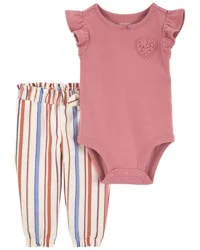 Carters Baby 2-Piece Bodysuit Pant Set Pink 9M
