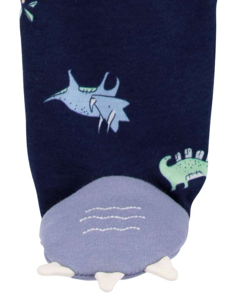 slide 3 of 3, Carters Baby Dinosaur 2-Way Zip Cotton Sleep & Play Navy PRE, 1 ct