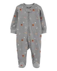 Carters Baby Sports 2-Way Zip Thermal Sleep & Play Pajamas Grey 9M