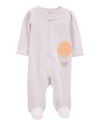 Carters Baby Hot Air Balloon Bunny 2-Way Zip Cotton Sleep & Play Pajamas Purple 6M