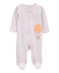 Carters Baby Hot Air Balloon Bunny 2-Way Zip Cotton Sleep & Play Pajamas Purple 6M