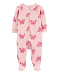 Carters Baby Butterfly 2-Way Zip Thermal Sleep & Play Pajamas Pink NB