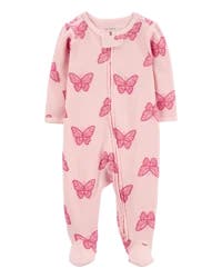 Carters Baby Butterfly 2-Way Zip Thermal Sleep & Play Pajamas Pink NB