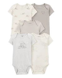 Carters Baby 5-Pack Short-Sleeve Bodysuits Multi 12M