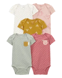 Carters Baby 5-Pack Short-Sleeve Bodysuits Multi 12M