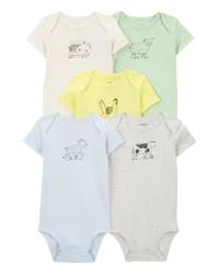 Carters Baby 5-Pack Farm Animal Short Sleeve Bodysuits Multi 24M