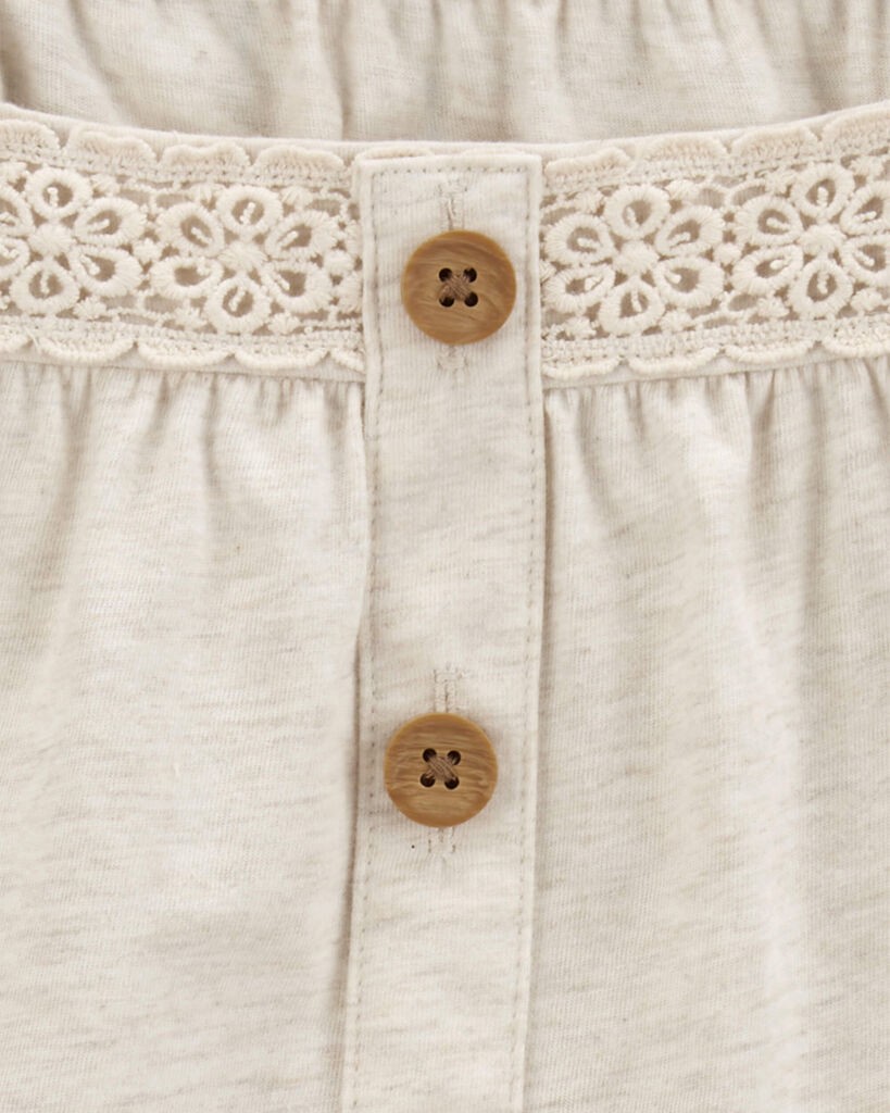 slide 2 of 2, Oshkosh Toddler Crochet Flutter Button-Front Shirt Cream 3T, 1 ct
