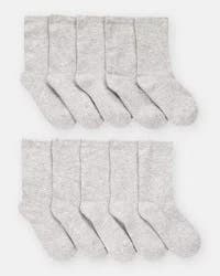 Carter's Kid 10-Pack Crew Socks Grey 4-7
