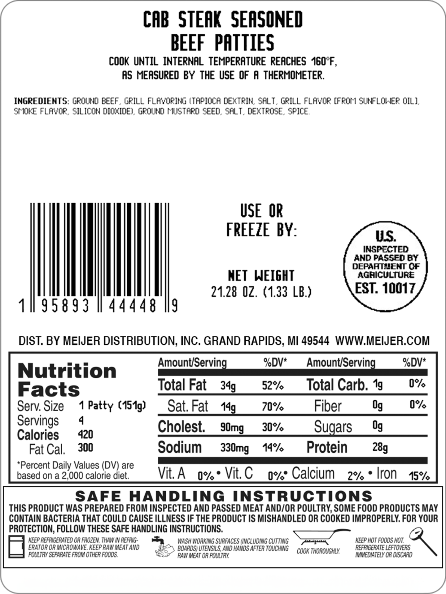 slide 2 of 3, FRESH FROM MEIJER Meijer Certified Angus Beef Steak Seasoned Patties, 4 ct, 4 ct