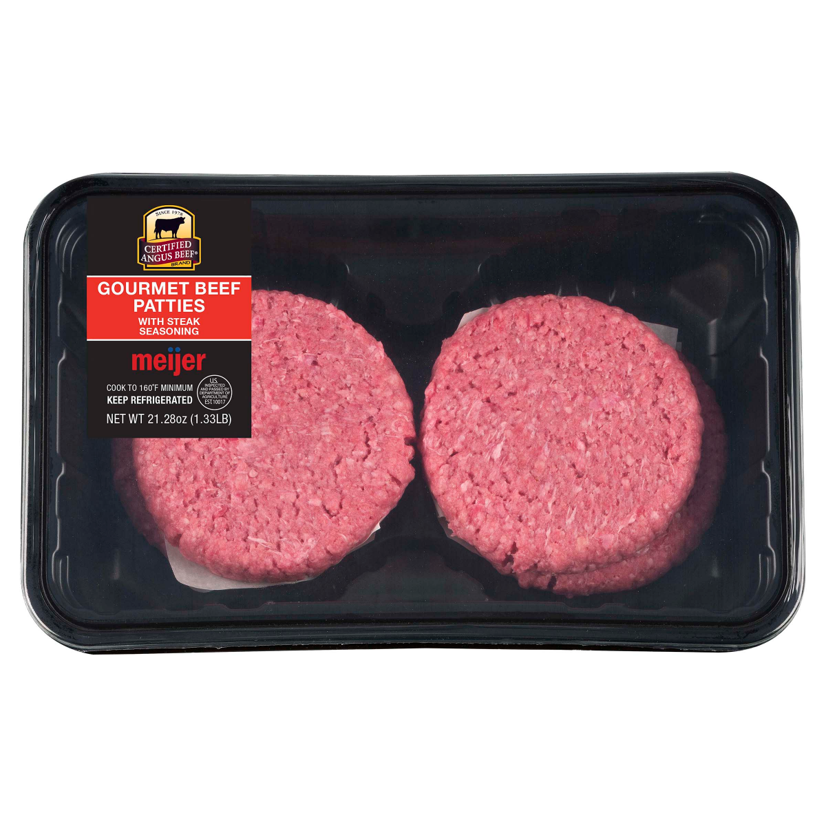 slide 1 of 5, FRESH FROM MEIJER FFM CAB STEAK SEASONED PATTIES 4CT, 4 ct