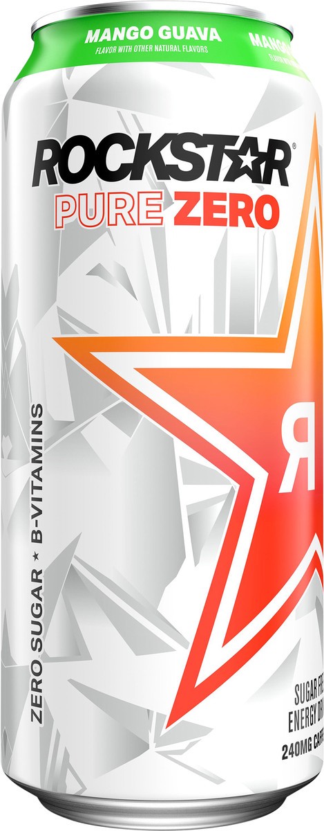 slide 5 of 5, Rockstar Pure Zero Sugar Free Energy Drink Mango Guava Flavor 16 Fl Oz Can, 16 oz