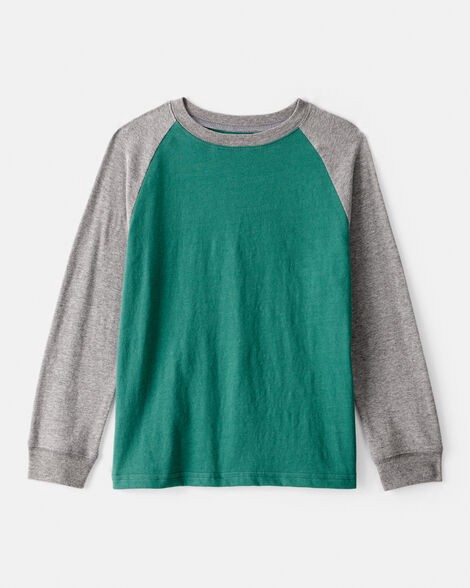 slide 1 of 2, Carter's Boys Long-Sleeve Raglan Tee - Green Green L, 1 ct