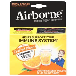Airborne Zesty Orange Effervescent Tablets, 20 count - 1000mg of Vitamin C, Immune Support Supplement