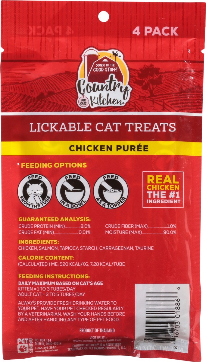 slide 4 of 9, Country Kitchen Chicken Puree Lickable Cat Treats, 4-Pack, 0.5 oz