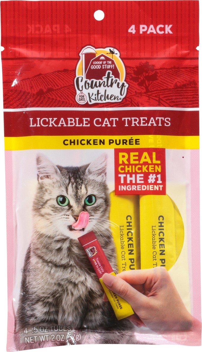 slide 3 of 9, Country Kitchen Chicken Puree Lickable Cat Treats, 4-Pack, 0.5 oz