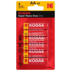 Kodak Super Heavy Duty Zinc Batteries AA, 6 Count