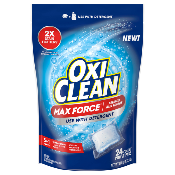 slide 1 of 1, OxiClean Max Force Advanced Stain Remover Power Paks, 24 ct