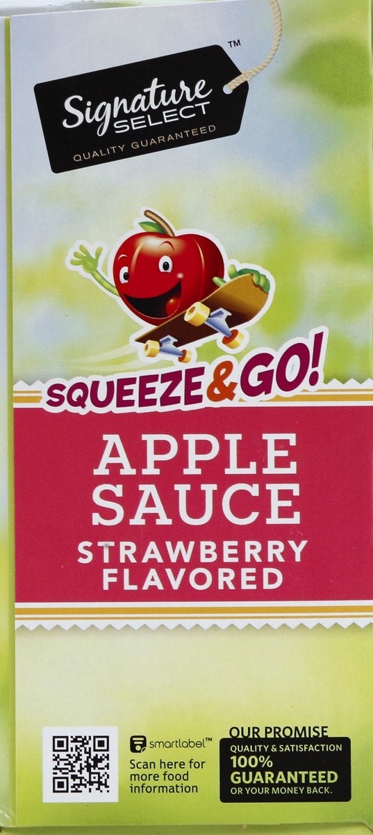 slide 4 of 5, Signature Select Apple Sauce Squeeze & Go Apple Strawberry Pouches, 4 ct; 3.17 oz