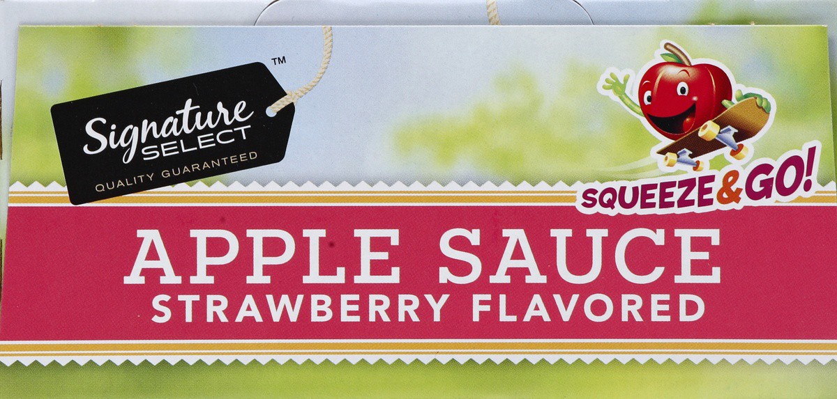 slide 5 of 5, Signature Select Apple Sauce Squeeze & Go Apple Strawberry Pouches, 4 ct; 3.17 oz