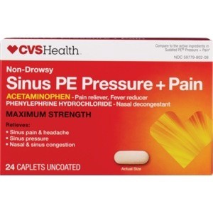 slide 1 of 1, CVS Health Sinus Headache Non-Drowsy Acetaminophen Caplets, 24 ct