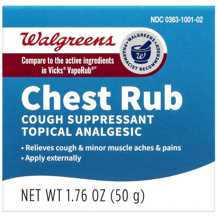 slide 1 of 4, Walgreens Cough Supressant Chest Rub, 1.76 oz