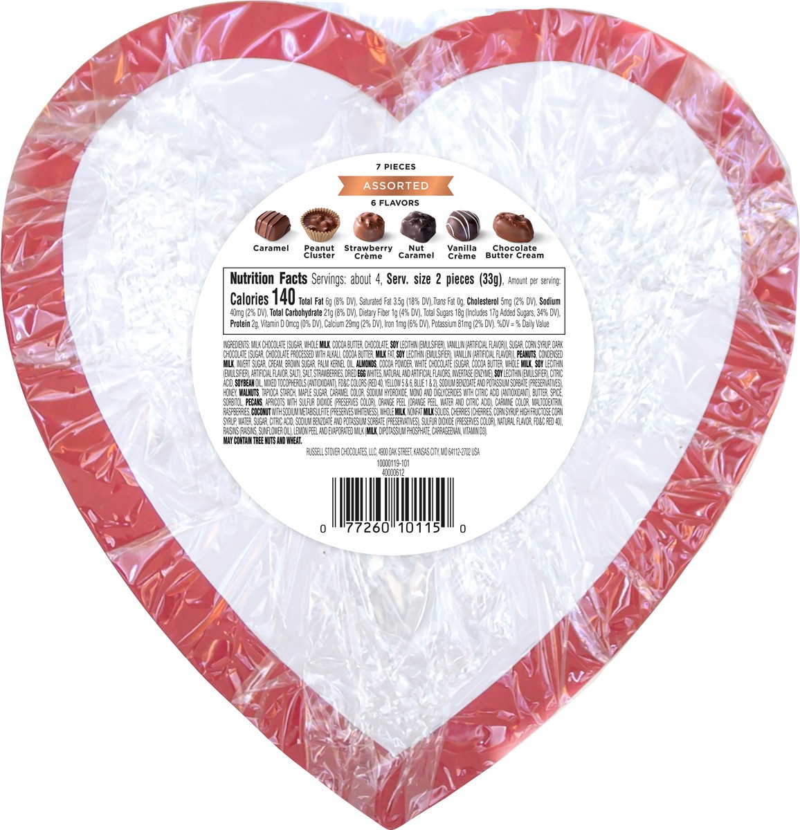slide 6 of 12, RUSSELL STOVER Valentine's Day Tween Heart Assorted Milk & Dark Chocolate Gift Box, 4.03 oz. (7 pieces), 43 oz