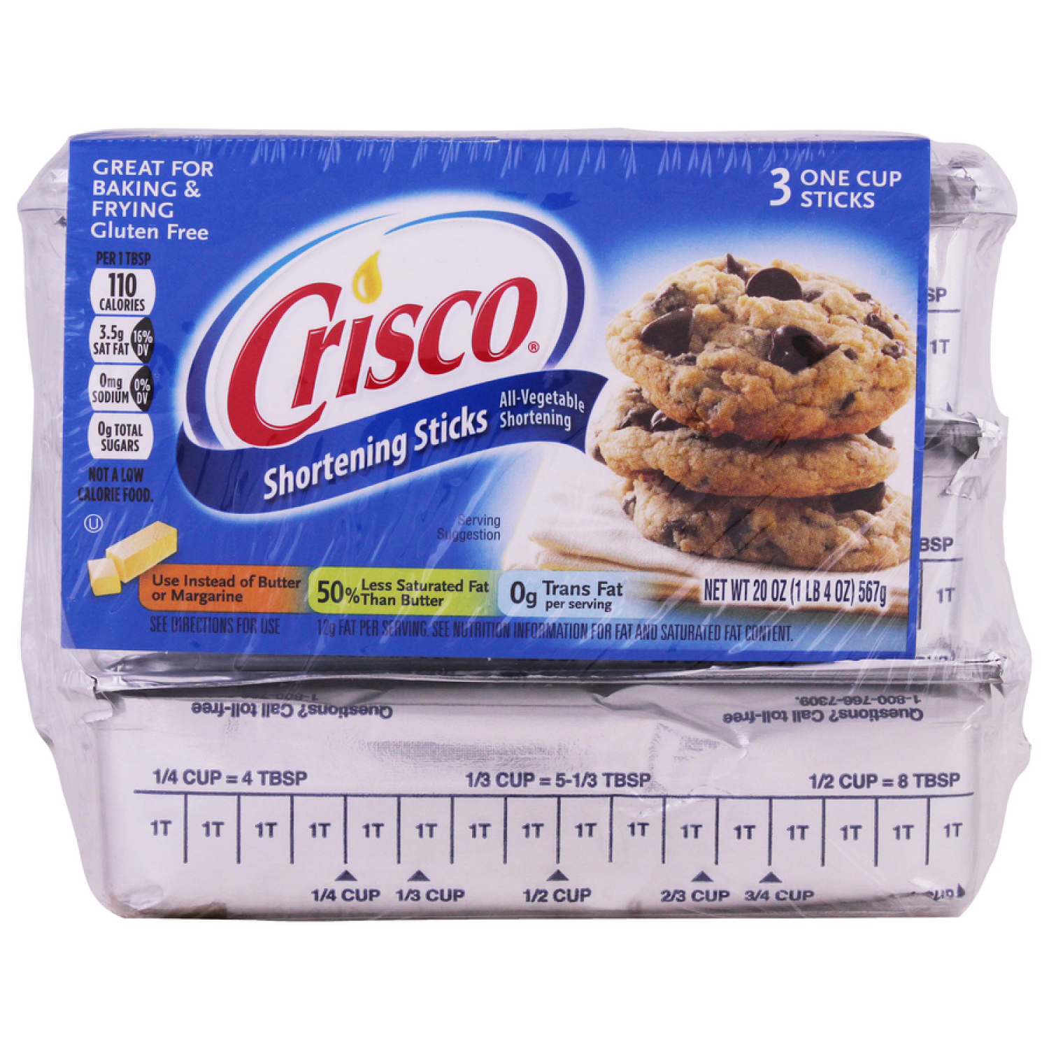 slide 1 of 2, Crisco All-Vegetable Shortening Sticks, Gluten-Free, 20 oz, 3 ct