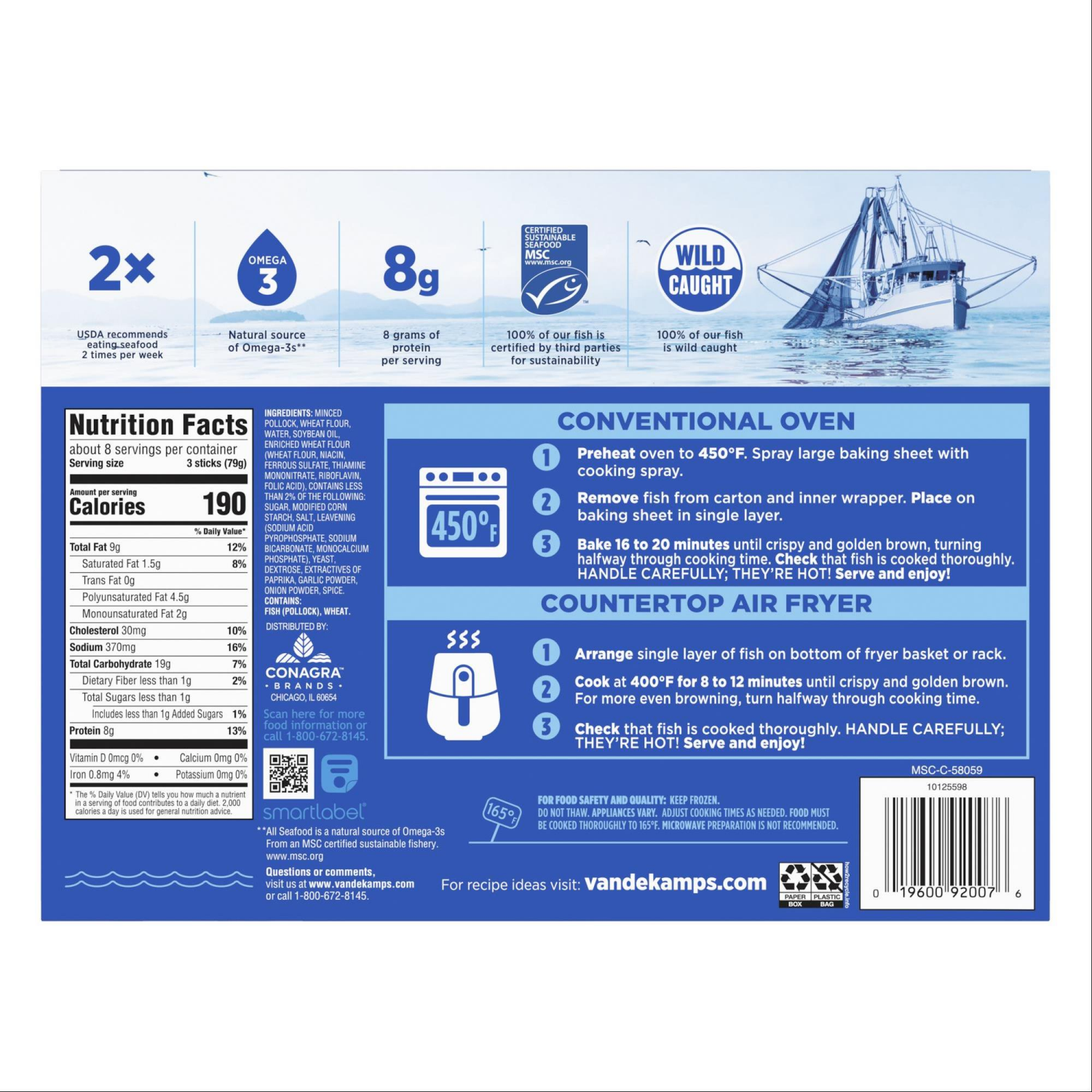slide 2 of 7, Van de Kamp's Crunchy Breaded Jumbo Fish Sticks 23 oz, 23 oz