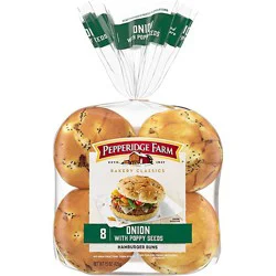 Pepperidge Farm Bakery Classics Onion With Poppy Seeds Hamburger Buns - 15 Oz